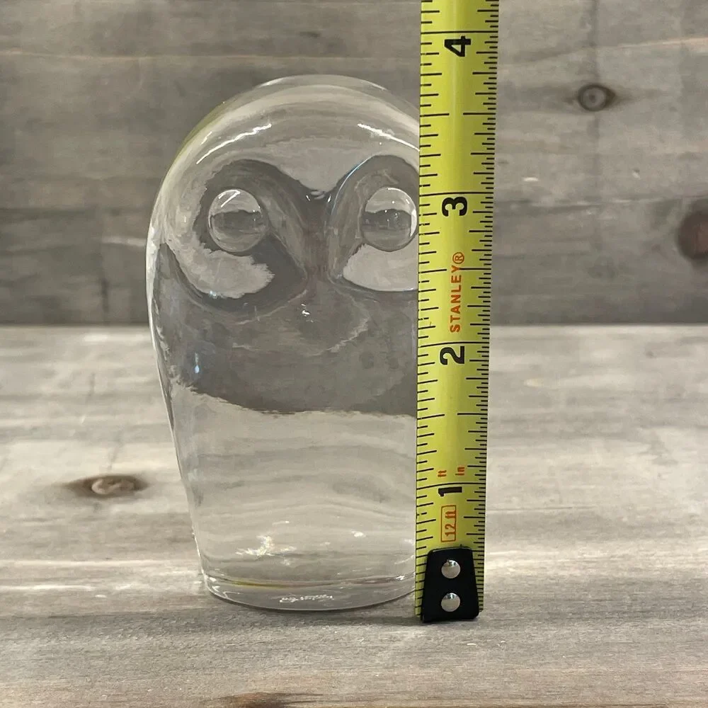 Vintage Goebel 1936 Clear Glass Owl Figurine - Signed Art Glass Paperweight